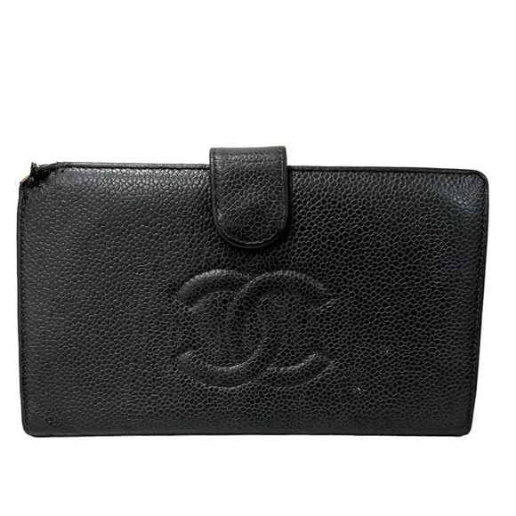 Chanel Caviar Timeless CC French Wallet in Black